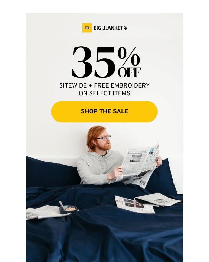 Screenshot of email sent to a Big Blanket Co. Newsletter subscriber