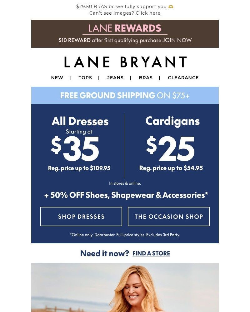 Screenshot of email sent to a Lane Bryant Newsletter subscriber