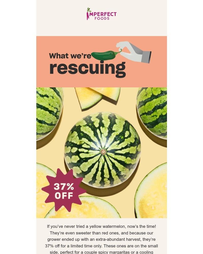 Screenshot of email sent to a Imperfect Foods Registered user