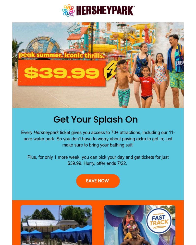 Screenshot of email sent to a Hershey Park Newsletter subscriber