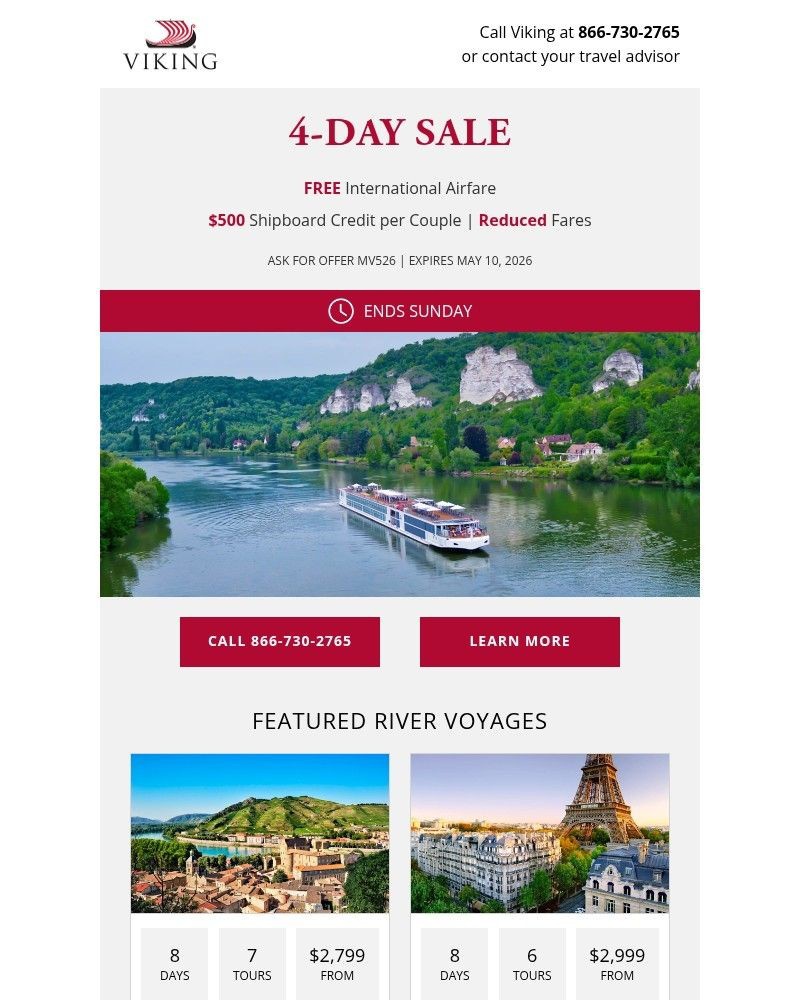 Screenshot of email with subject /media/emails/4-day-sale-save-on-2026-france-or-egypt-river-voyages-efc79c-cropped-94513f0c.jpg