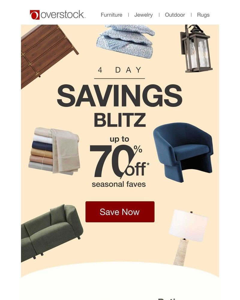 Screenshot of email sent to a Overstock Newsletter subscriber