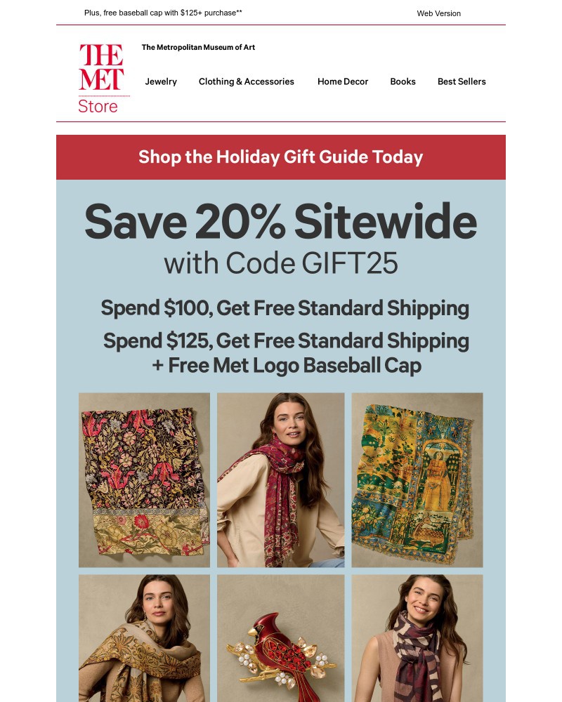 Screenshot of email sent to a The Metropolitan Museum of Art (The Met) Newsletter subscriber