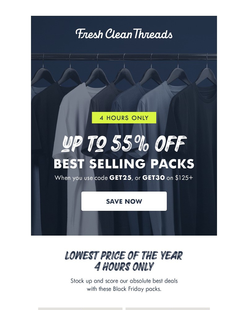 Screenshot of email sent to a Fresh Clean Threads Newsletter subscriber