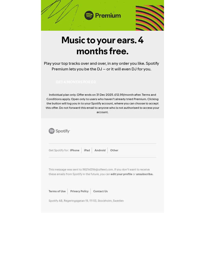 Screenshot of email with subject /media/emails/4-months-of-spotify-premium-for-0-yes-please-4198c1-cropped-0677731d.jpg