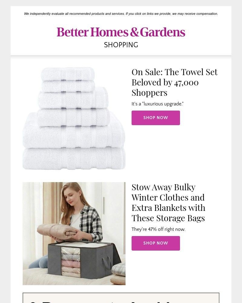 Screenshot of email sent to a Better Homes and Gardens Newsletter subscriber