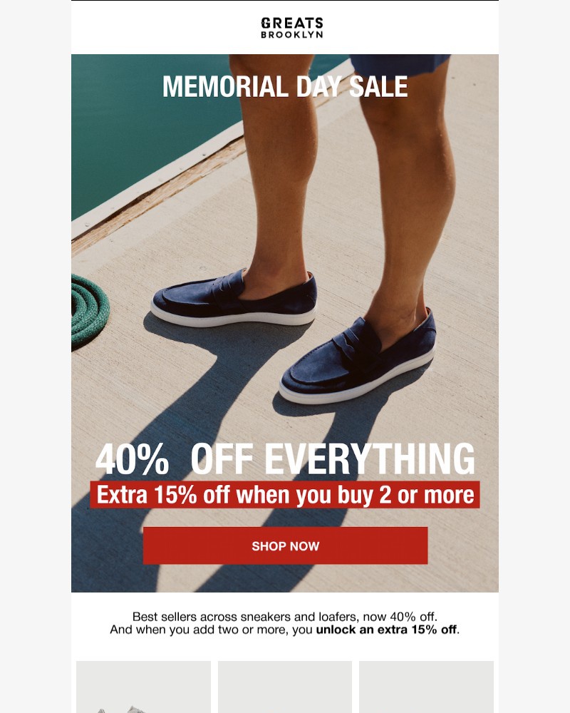 Screenshot of email sent to a Greats Newsletter subscriber