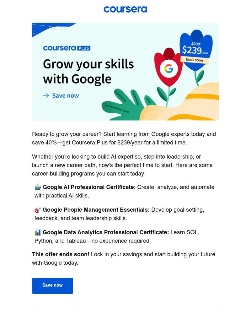 Screenshot of email with subject /media/emails/40-off-ends-soon-learn-ai-skills-with-google-173fc8-cropped-562c48d4.jpg