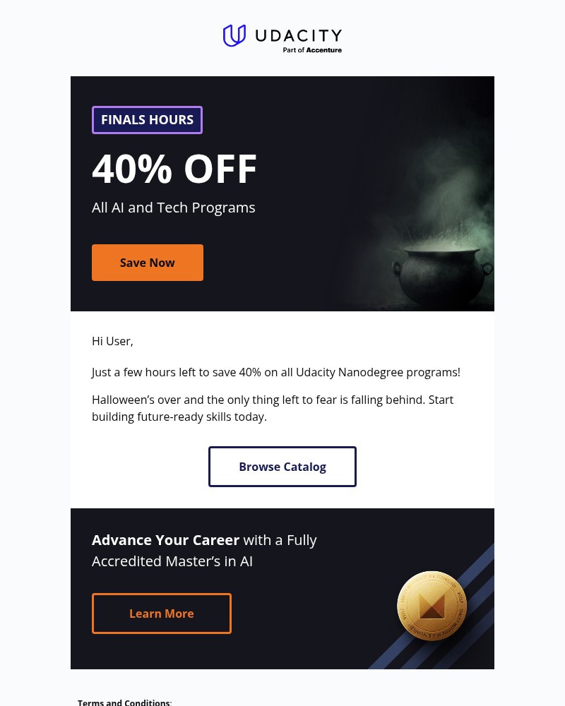 Screenshot of email sent to a Udacity Registered user