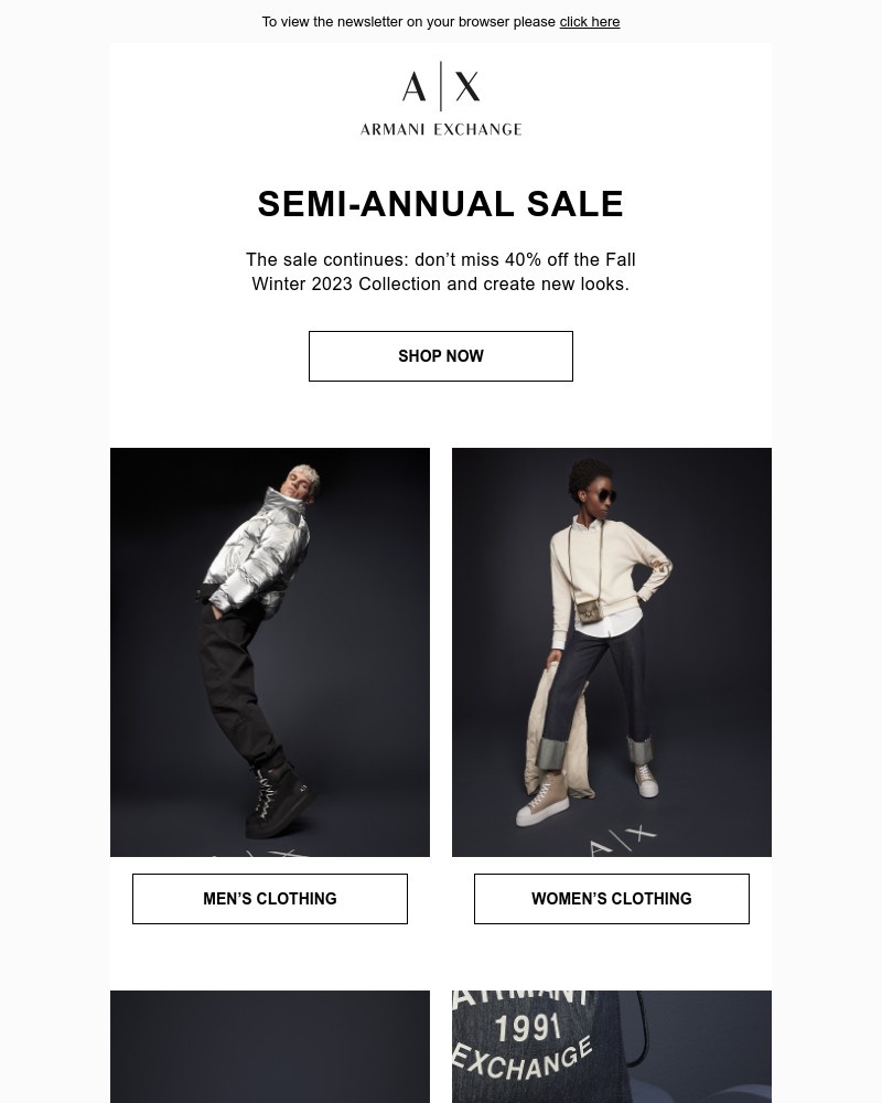 Armani Exchange Newsletter subscriber