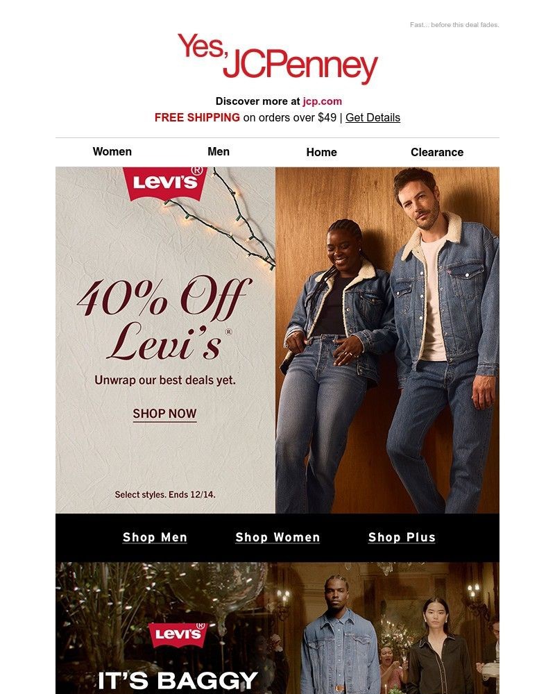 Screenshot of email sent to a JCPenney Newsletter subscriber