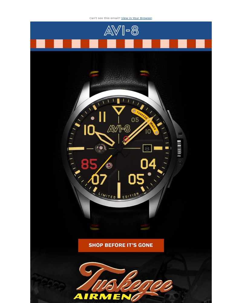 Screenshot of email sent to a AVI-8 Newsletter subscriber