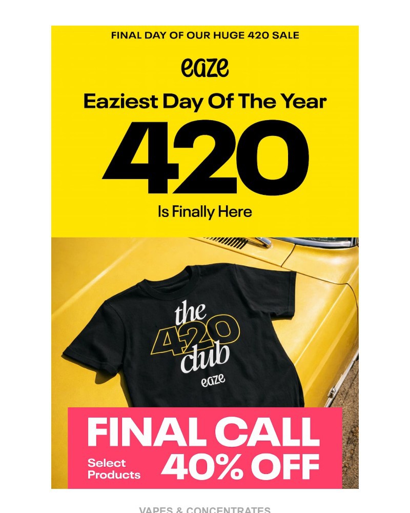 Screenshot of email sent to a Eaze Registered user