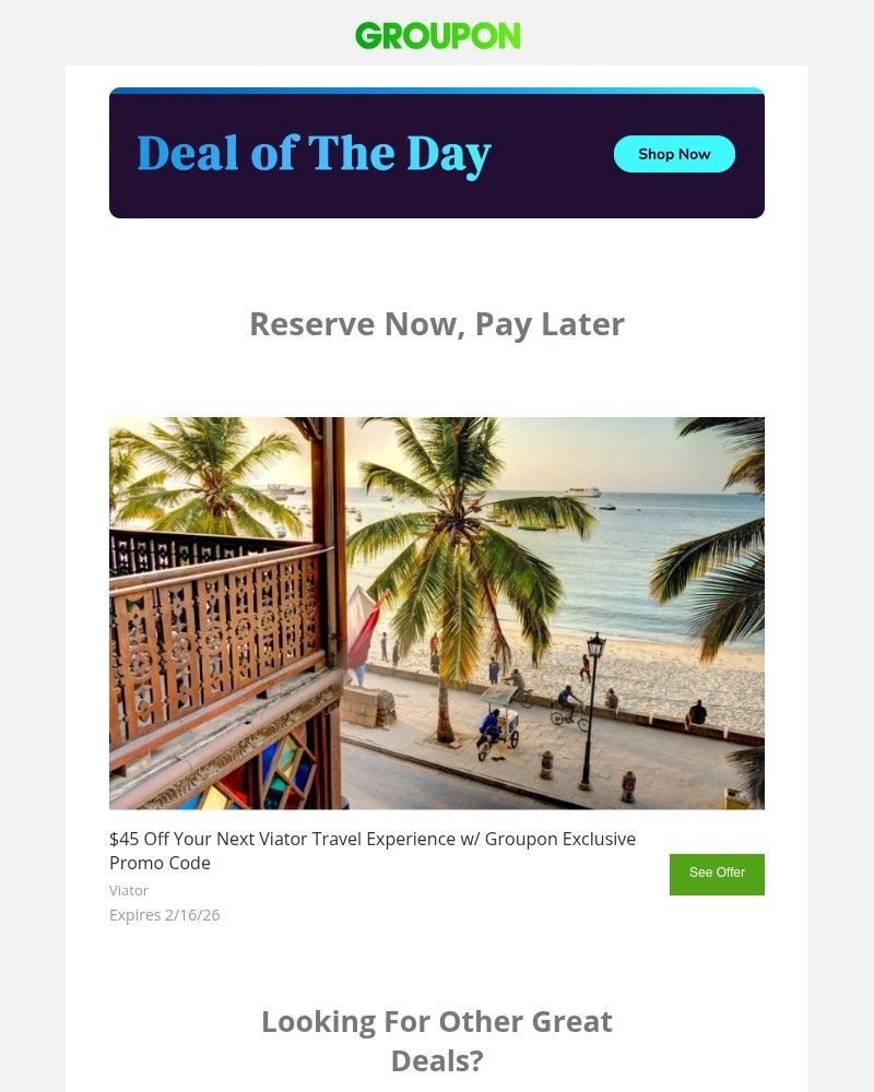 Screenshot of email sent to a Groupon Newsletter subscriber