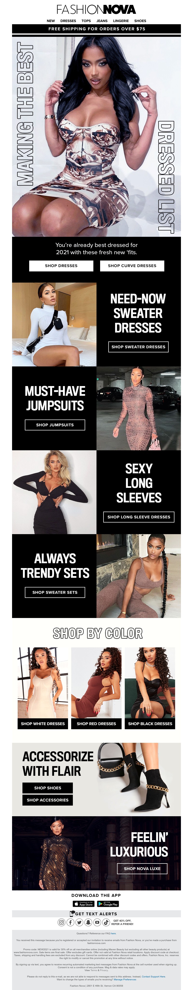 Email sent from Fashion Nova to a Registered user