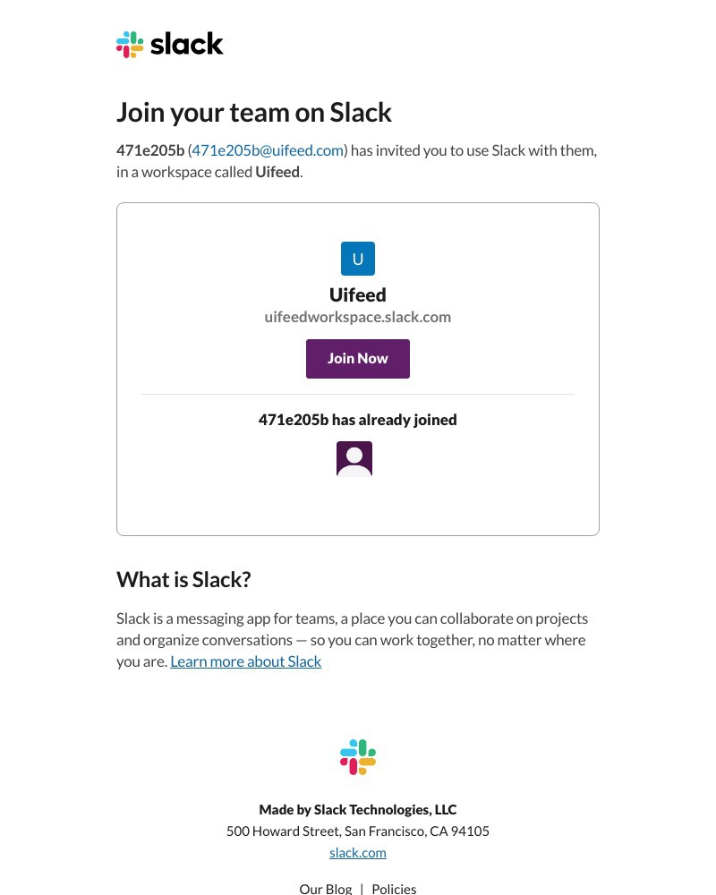 Screenshot of email with subject /media/emails/471e205b-has-invited-you-to-work-with-them-in-slack-d15f85-cropped-9acf4882.jpg