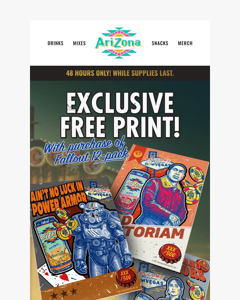 Screenshot of email sent to a AriZona Newsletter subscriber