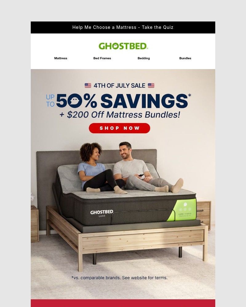 Screenshot of email sent to a Ghost Bed Newsletter subscriber