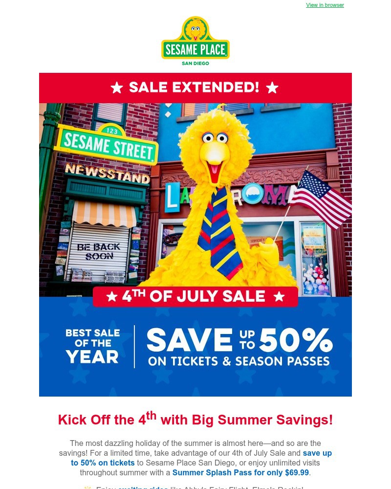 Screenshot of email sent to a Sea World Newsletter subscriber