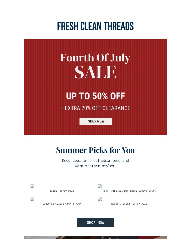 Screenshot of email sent to a Fresh Clean Threads Newsletter subscriber