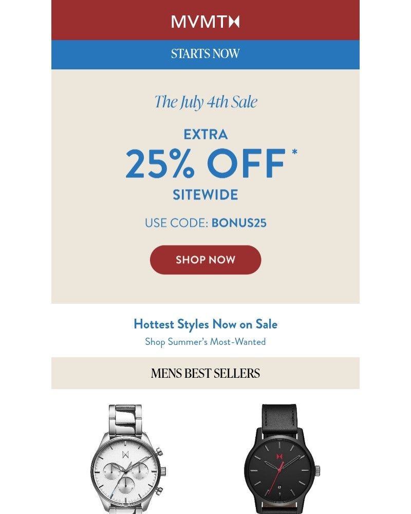 Screenshot of email sent to a MVMT Newsletter subscriber