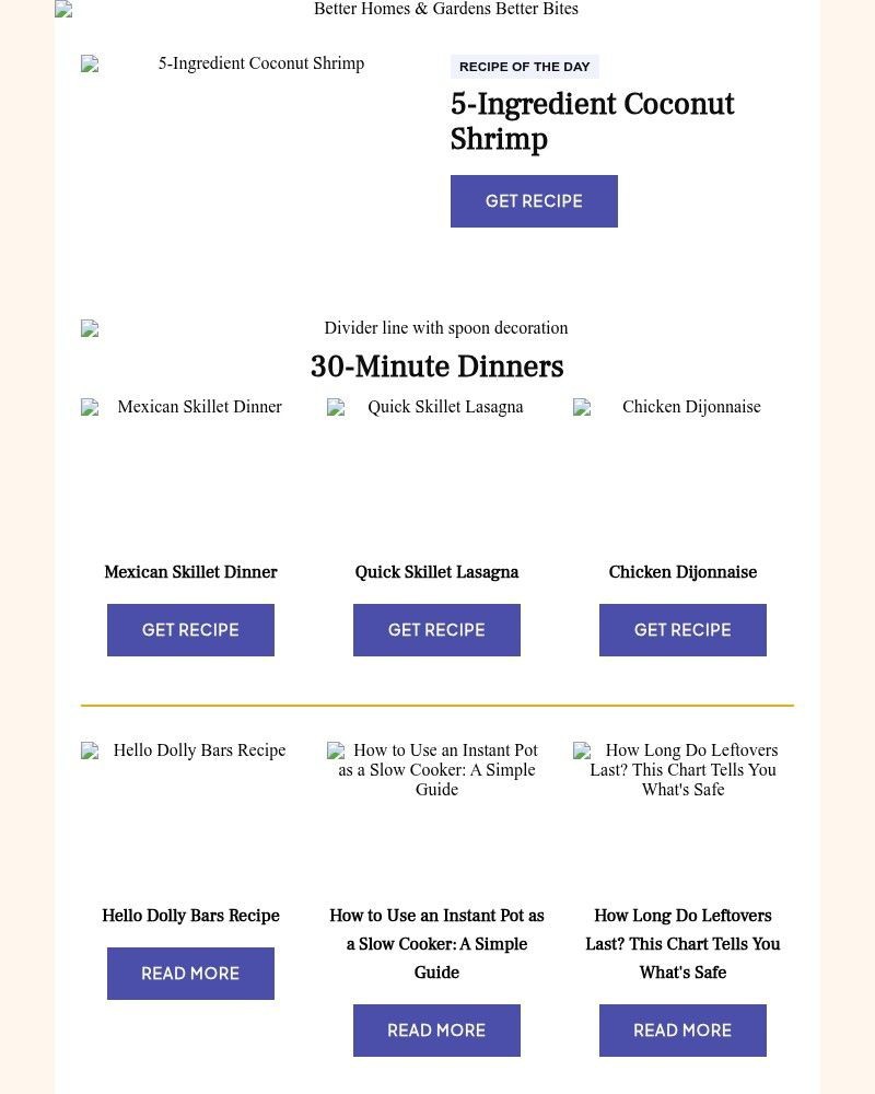 Screenshot of email sent to a Better Homes and Gardens Newsletter subscriber
