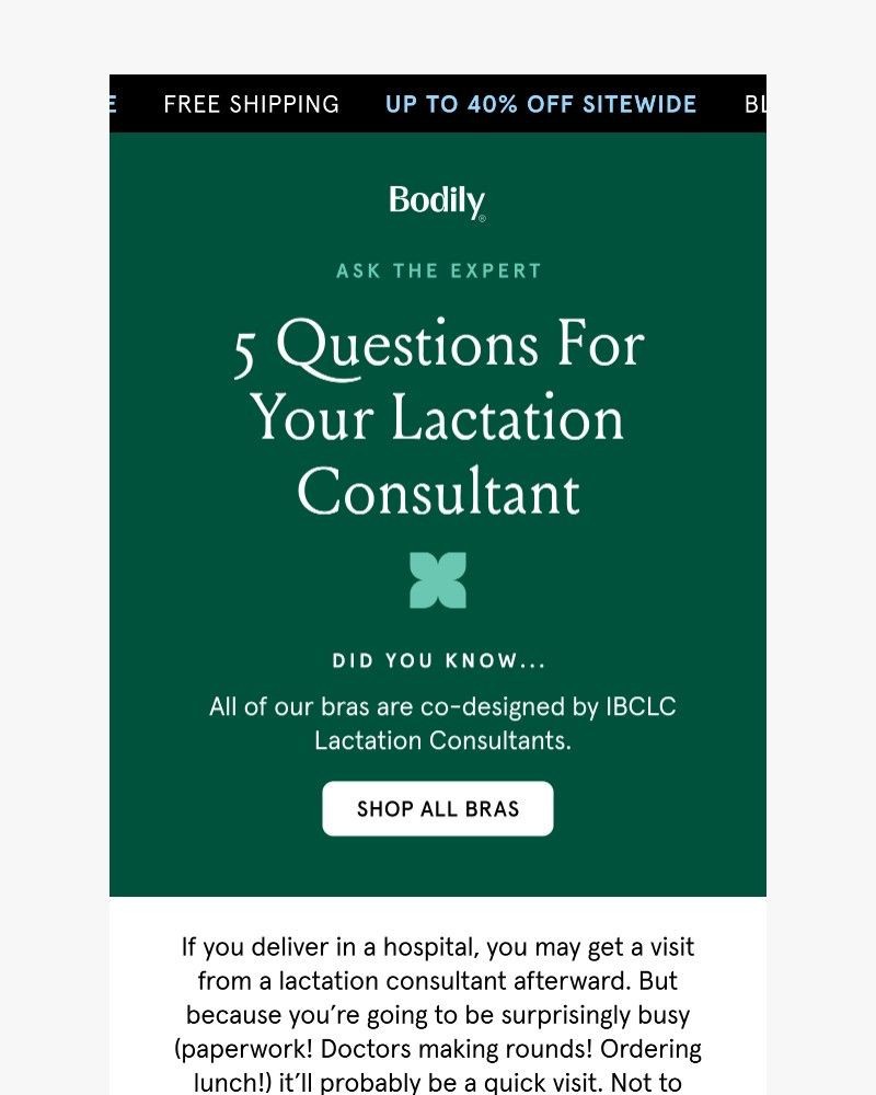 Screenshot of email sent to a Bodily Newsletter subscriber