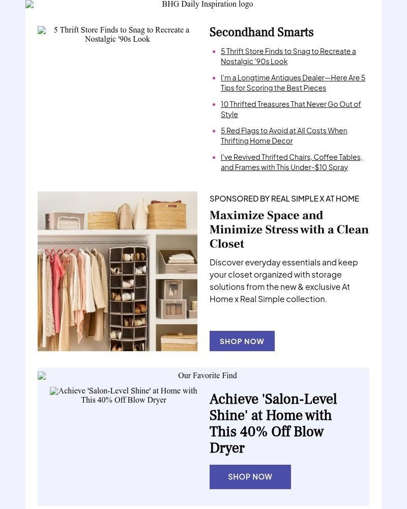 Screenshot of email sent to a Better Homes and Gardens Newsletter subscriber
