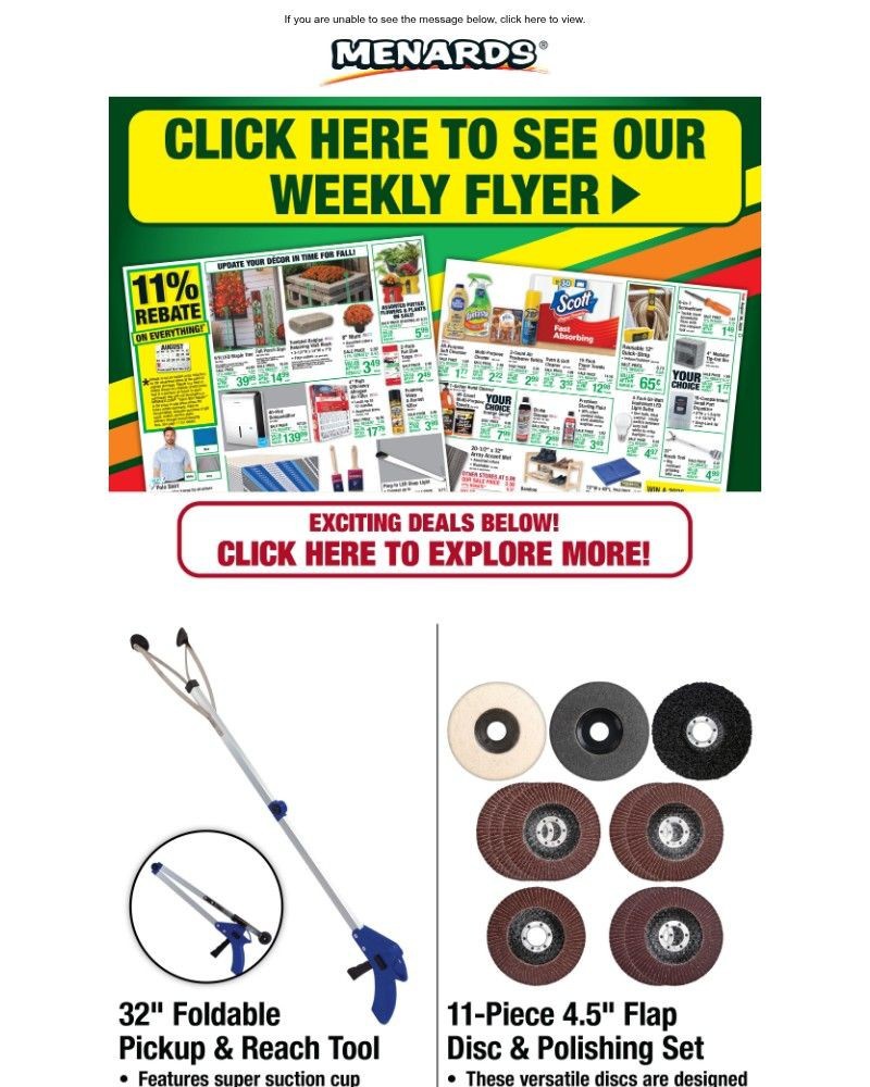 Screenshot of email sent to a Menards Newsletter subscriber