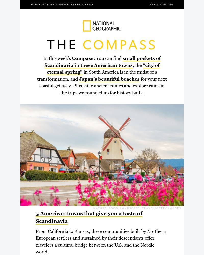 Screenshot of email sent to a National Geographic Newsletter subscriber