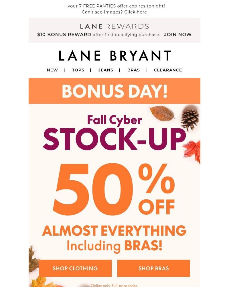 Screenshot of email with subject /media/emails/50-off-bonus-day-even-bras-are-half-off-f7ce73-cropped-5f150012.jpg