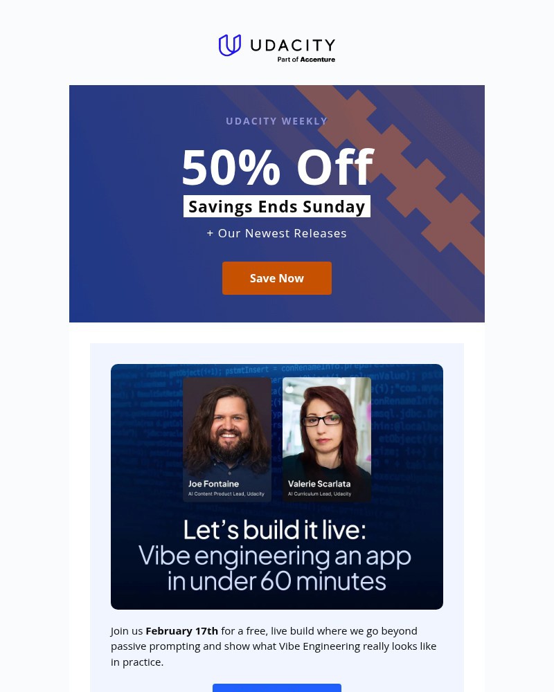 Screenshot of email sent to a Udacity Registered user
