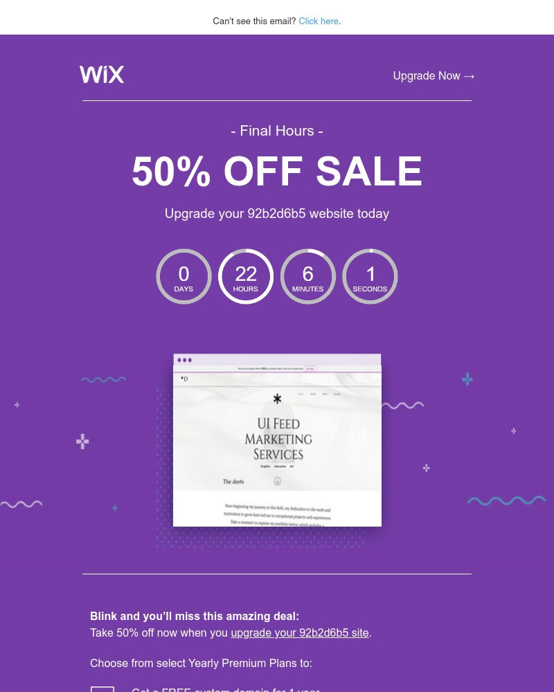 Screenshot of email with subject /media/emails/50-off-ends-today-upgrade-your-92b2d6b5-website-now-74cc88-cropped-17cb5a1a.jpg
