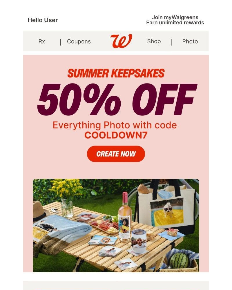 Screenshot of email sent to a Walgreens Registered user