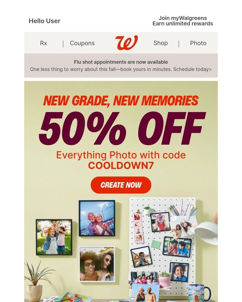 Screenshot of email sent to a Walgreens Registered user