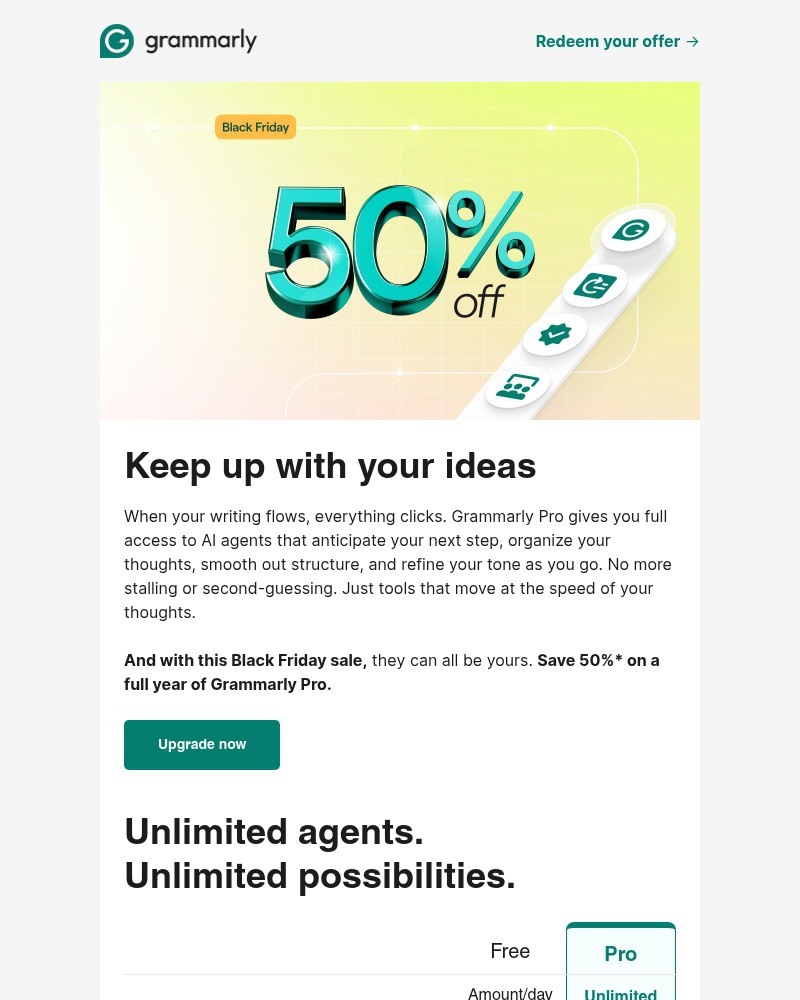 Screenshot of email sent to a Grammarly Registered user