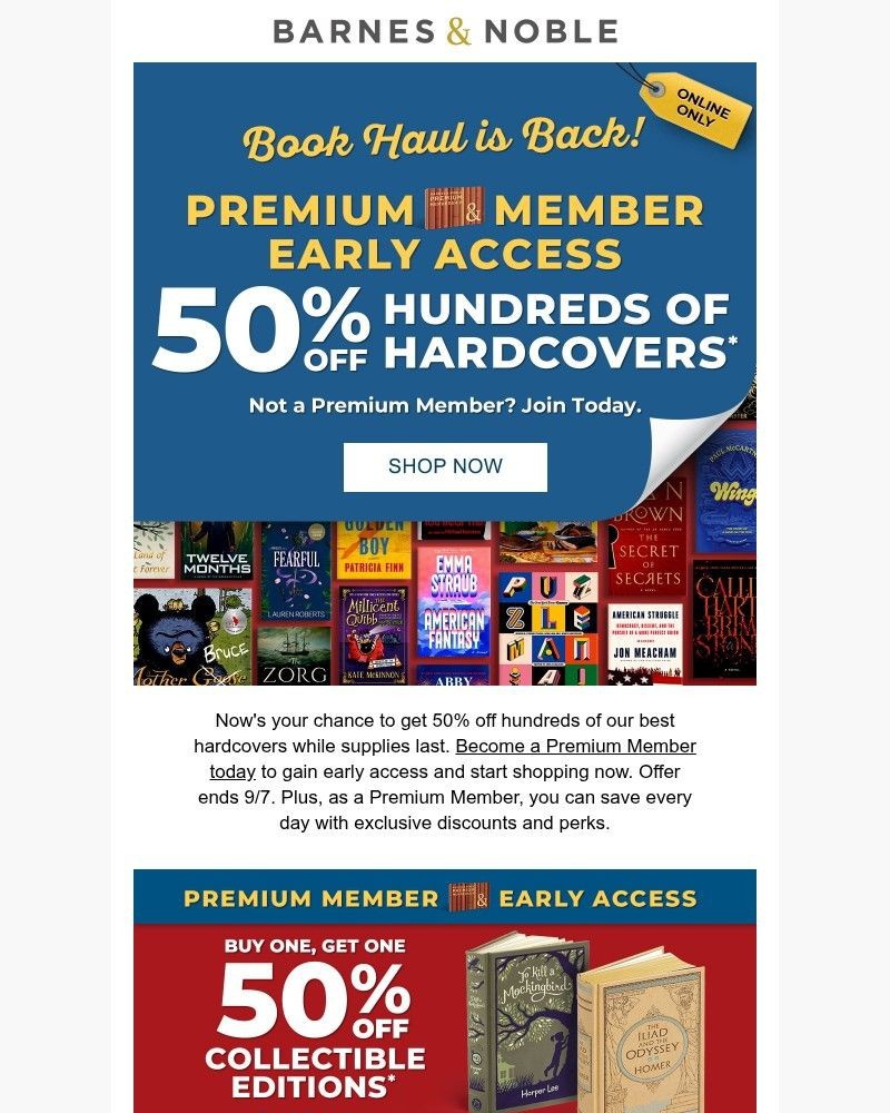 Screenshot of email sent to a Barnes and Noble Newsletter subscriber