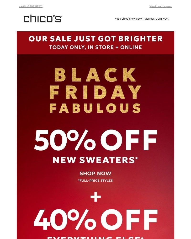 Screenshot of email sent to a Chico’s Newsletter subscriber