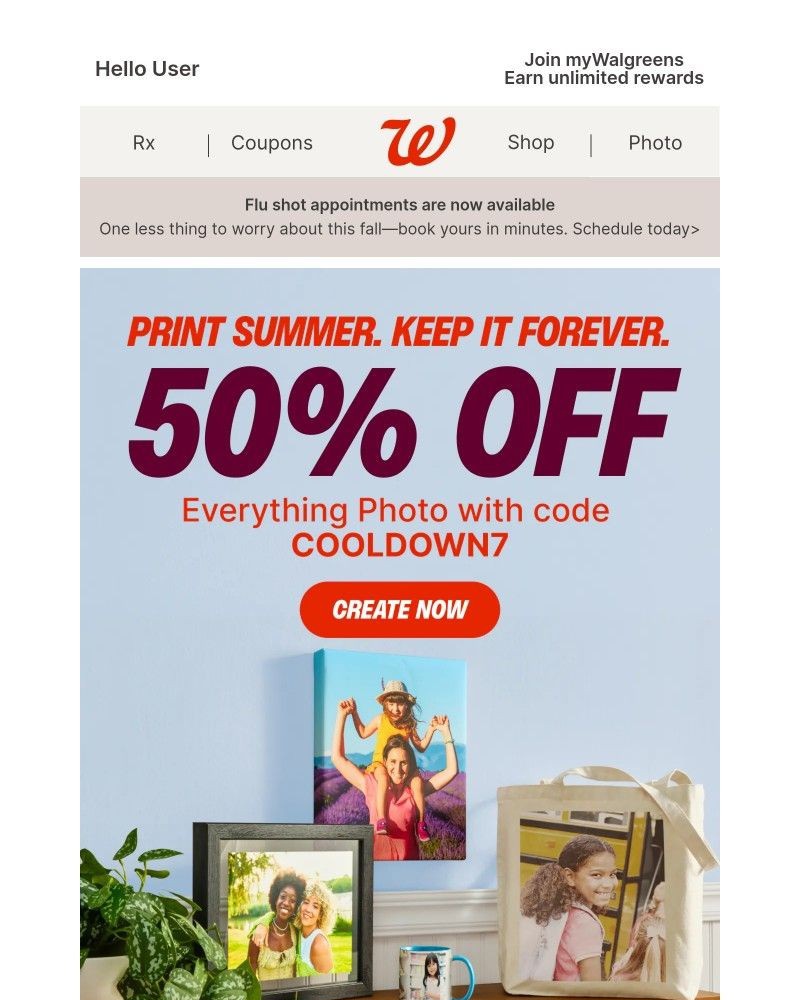 Screenshot of email sent to a Walgreens Registered user