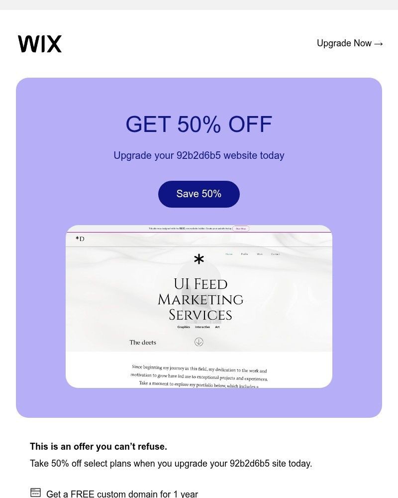 Screenshot of email with subject /media/emails/50-off-save-on-a-premium-plan-b7569a-cropped-f3900997.jpg