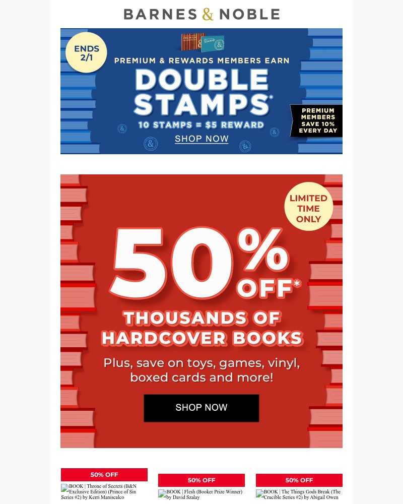 Screenshot of email sent to a Barnes and Noble Newsletter subscriber