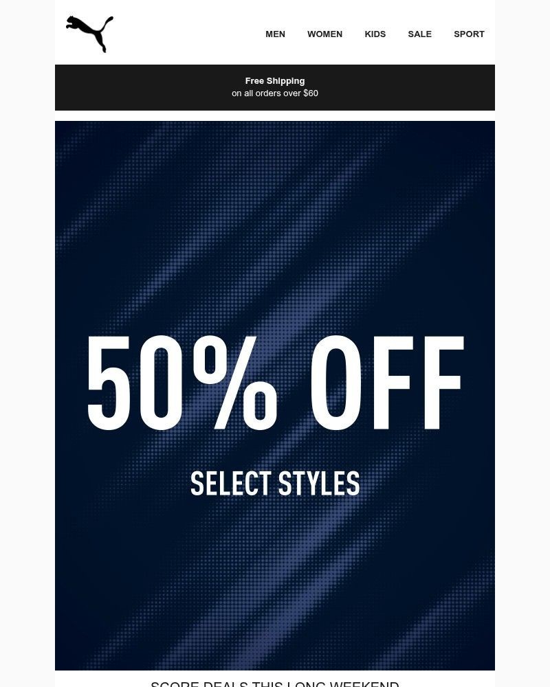Screenshot of email sent to a Puma Newsletter subscriber
