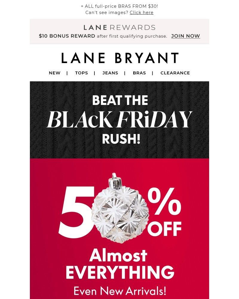 Screenshot of email sent to a Lane Bryant Newsletter subscriber
