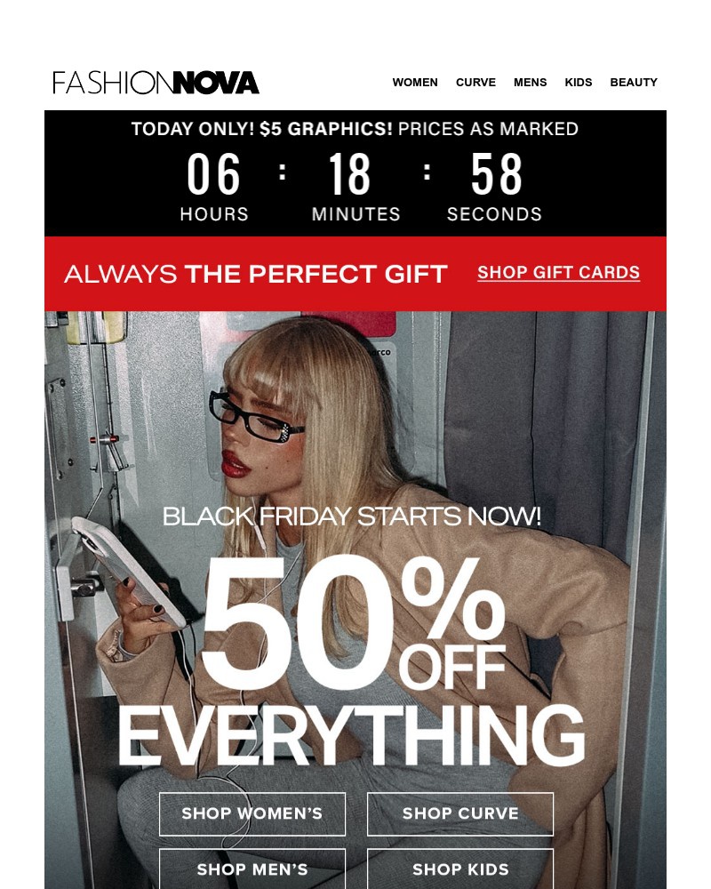 Screenshot of email sent to a Fashion Nova Registered user