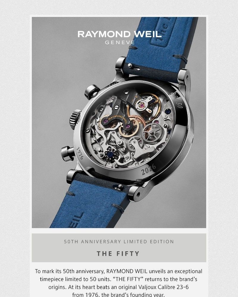 Screenshot of email sent to a Raymond Weil Registered user