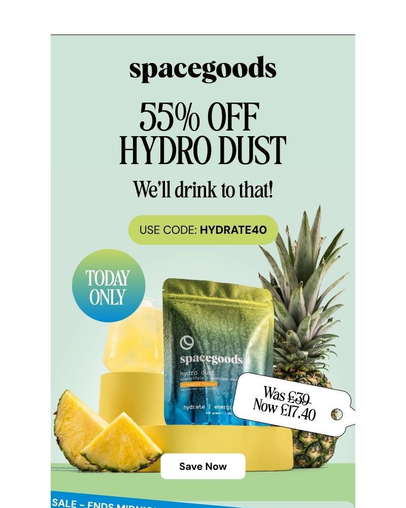 Screenshot of email sent to a Spacegoods Newsletter subscriber