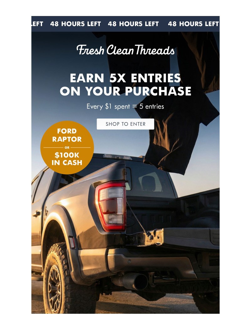 Screenshot of email sent to a Fresh Clean Threads Newsletter subscriber