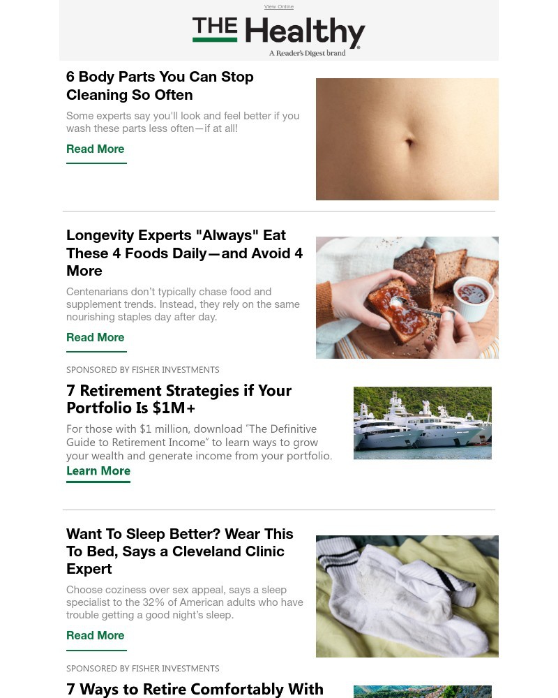 Screenshot of email sent to a Reader’s Digest Newsletter subscriber