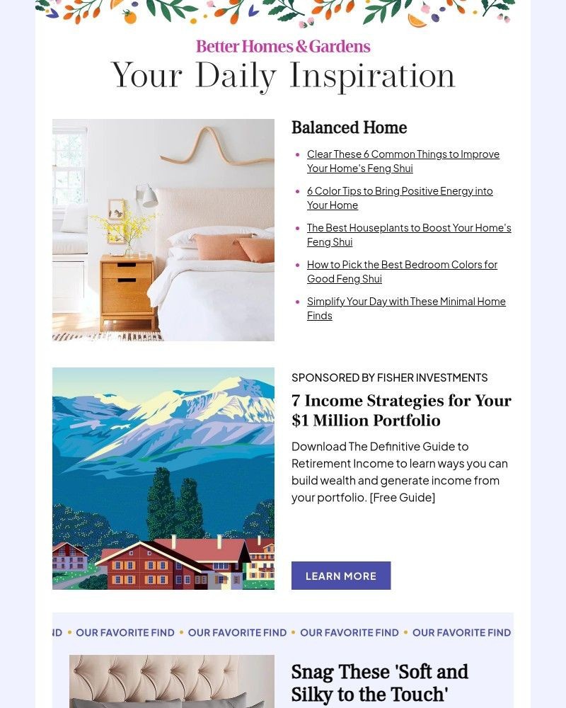 Screenshot of email sent to a Better Homes and Gardens Newsletter subscriber