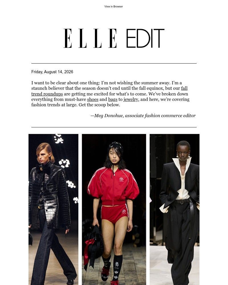 Screenshot of email sent to a Elle Newsletter subscriber